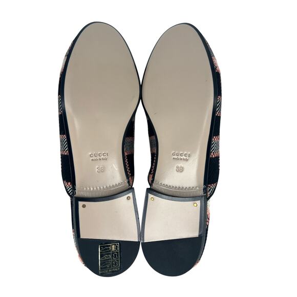 Gucci Tweed Calfskin Trim Damier Princetown Slippers Black Pink Multicolor - Picture 11 of 11